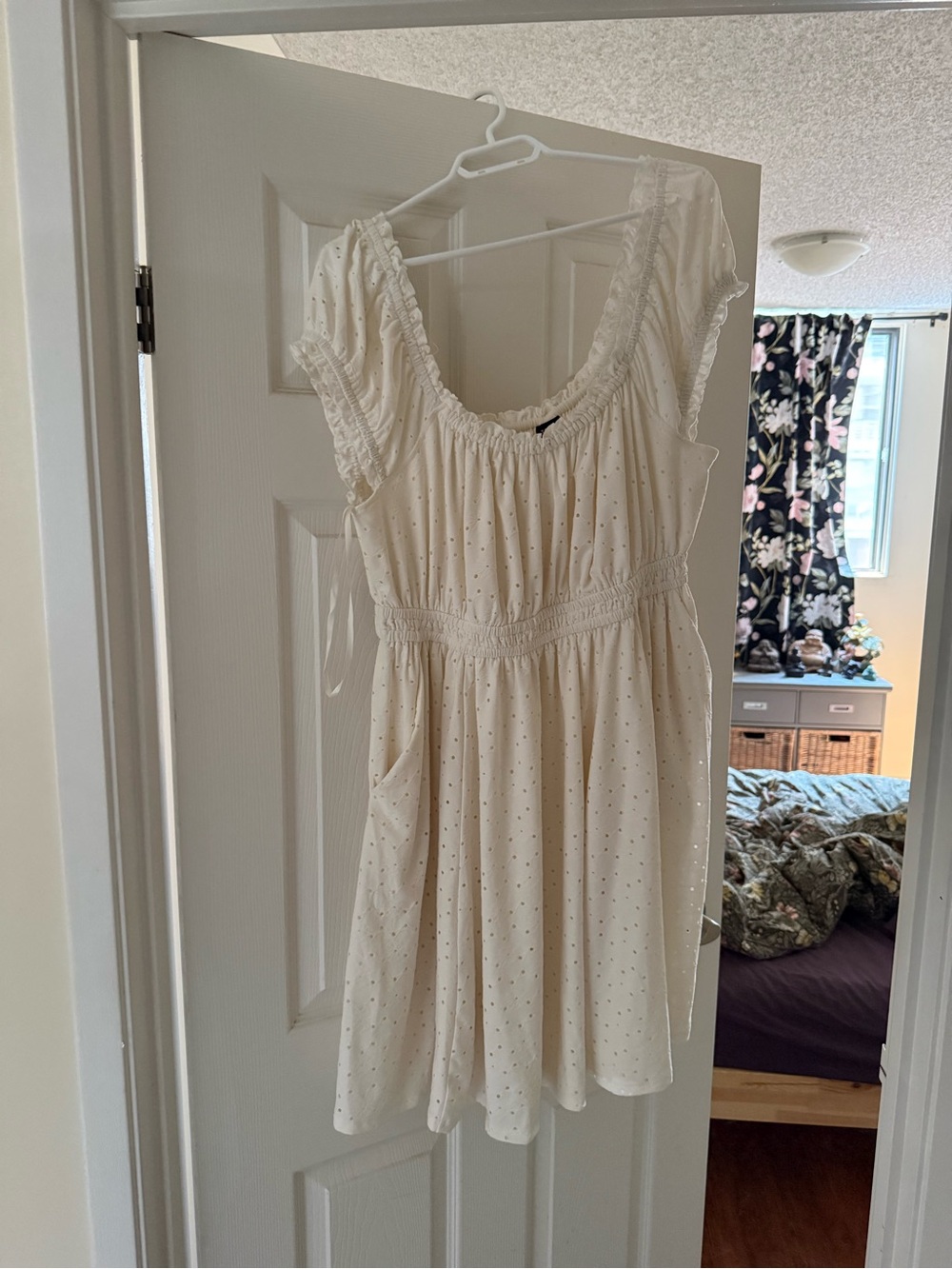 torrid Cream Eyelet Mini Dress with Ruffle Sleeves